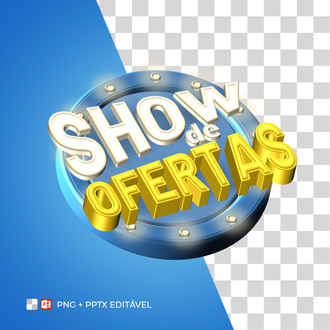 Selo 3D Show de Ofertas PPTX Editável + PNG Sem Fundo