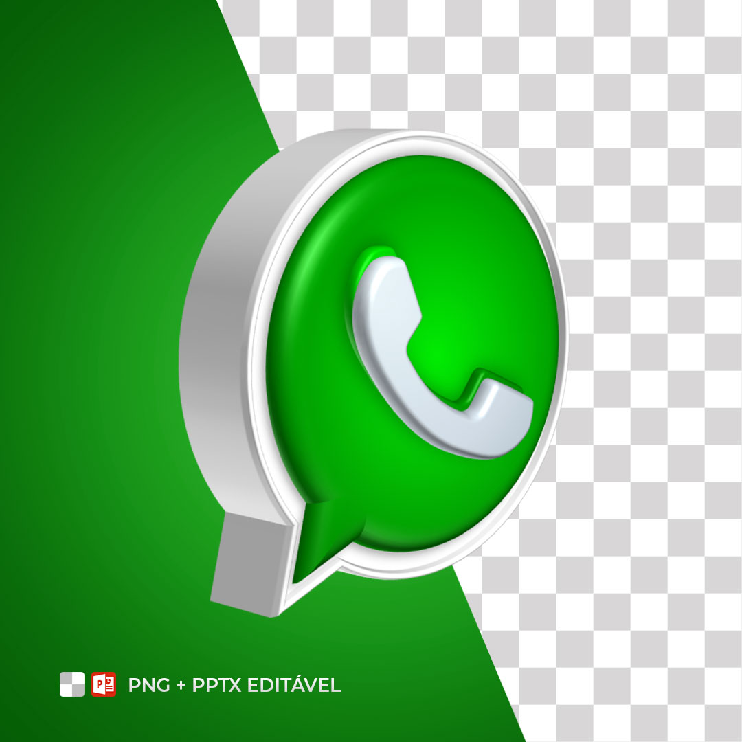Selo 3D WhatsApp PPTX Editável + PNG Sem Fundo