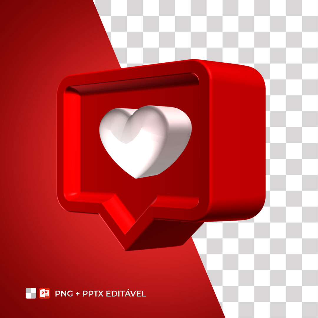 Selo 3D Like PPTX Editável + PNG Sem Fundo