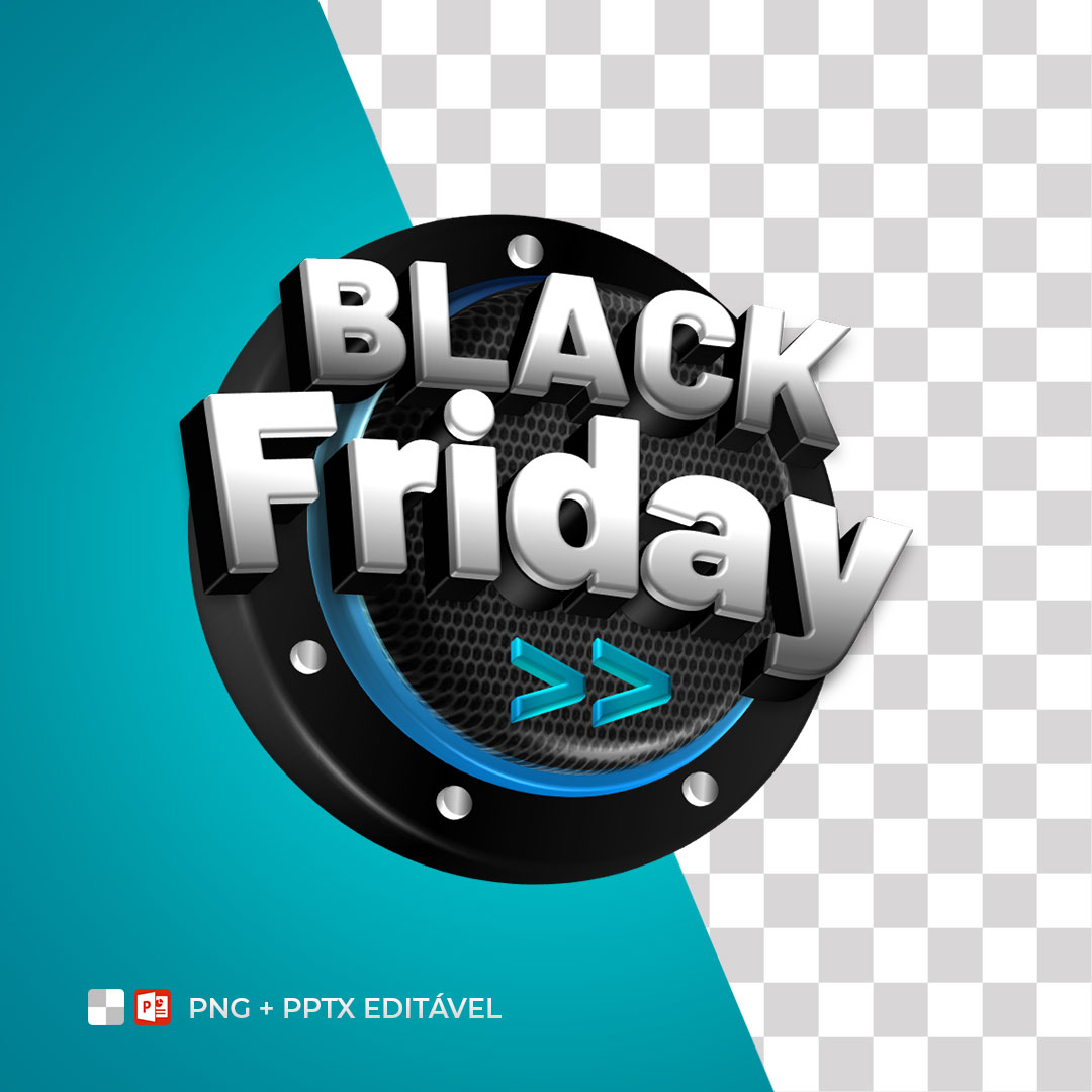 Selo 3D Black Friday PPTX Editável + PNG Sem Fundo