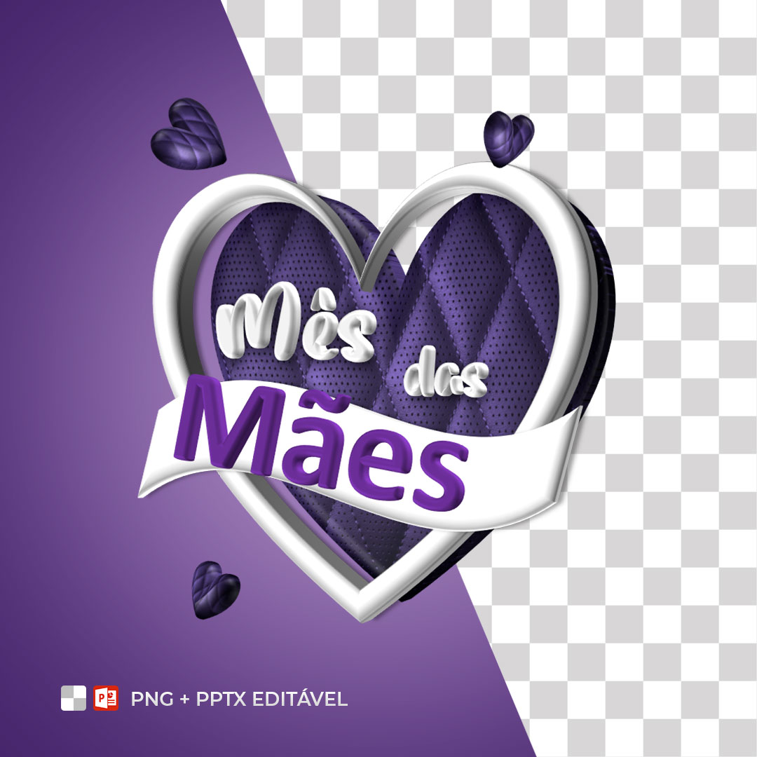 Selo 3D Mês das Mães PPTX Editável + PNG Sem Fundo