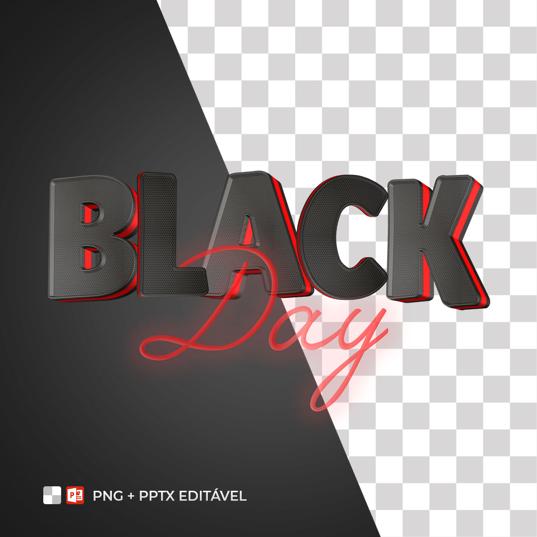 Selo 3D Black Day PPTX Editável + PNG Sem Fundo