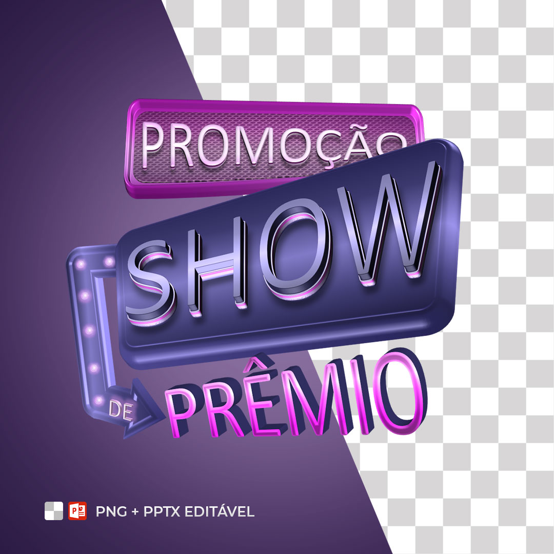 Selo 3D Promoção Show de Prêmio PPTX Editável + PNG Sem Fundo