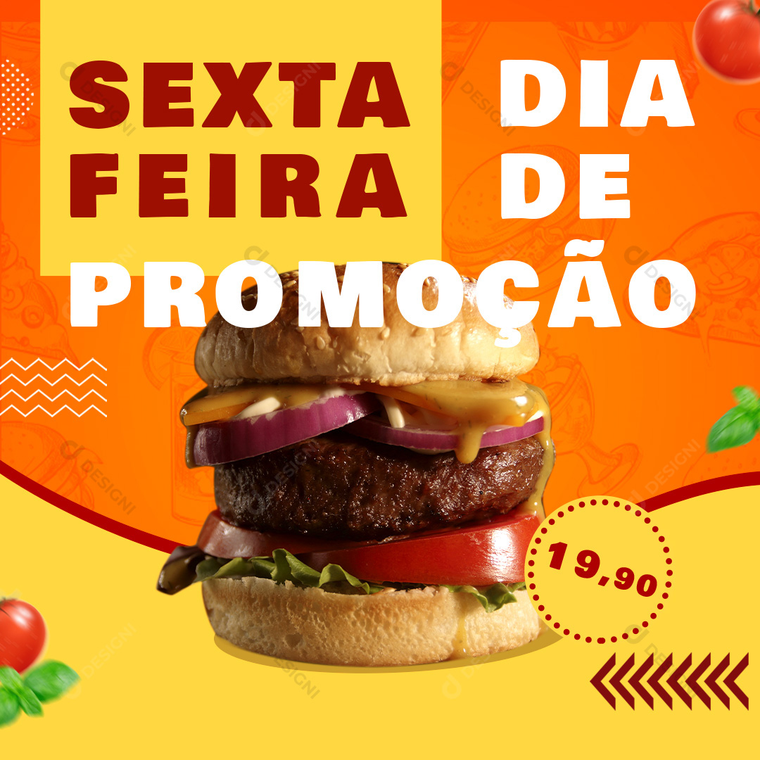 Hambúrguer Hamburguerias Sexta Feira Social Media PSD Editável Promoções