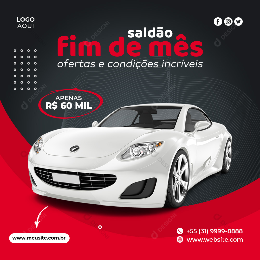 Saldão Fim de Mês Concessionária Social Media PSD Editável Promoções