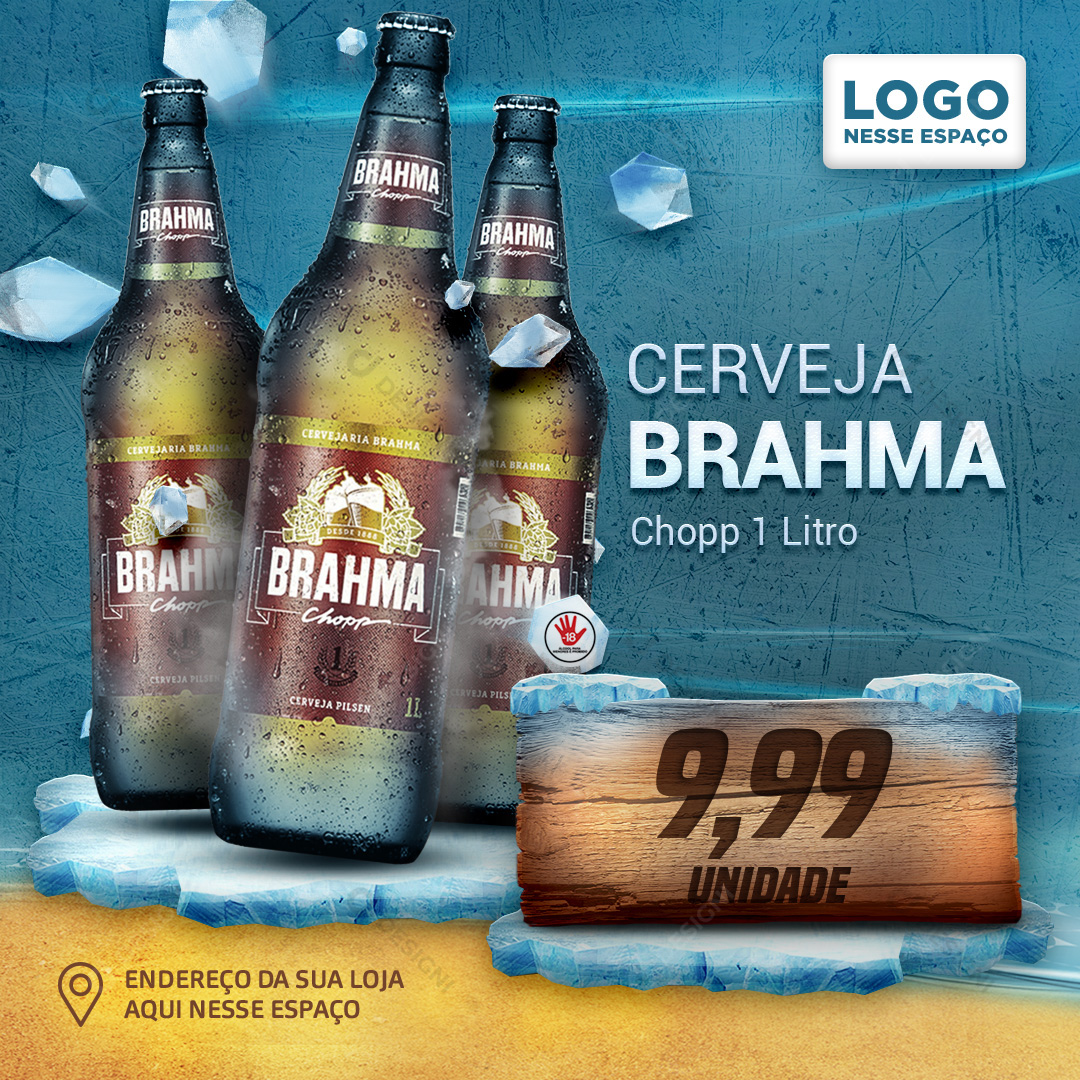 Cerveja Brahma Chopp 1 Litro Social Media PSD Editável