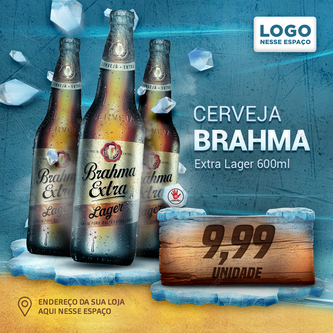 Cerveja Brahma Extra Lager 600ml Social Media PSD Editável