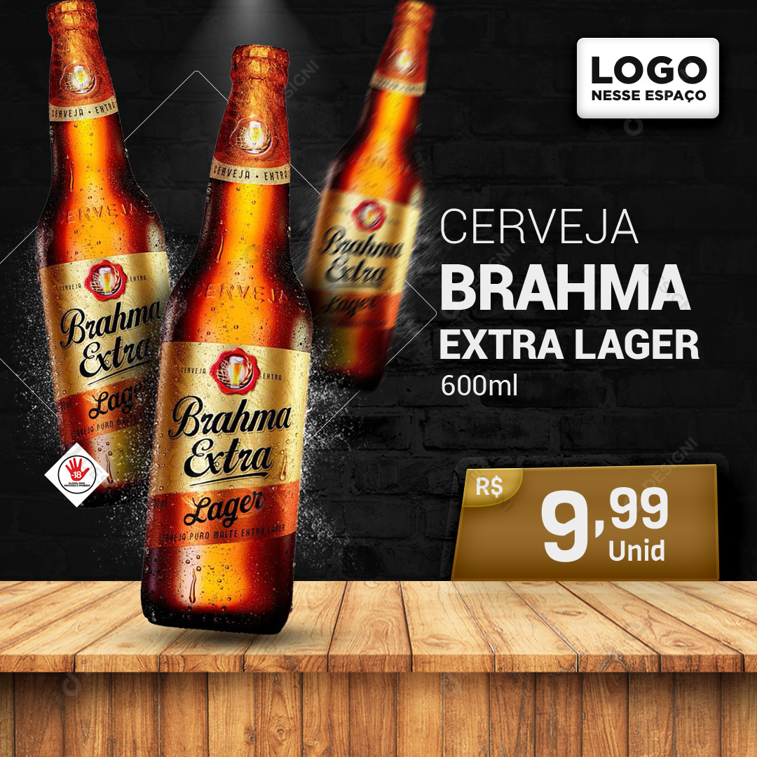 Cerveja Brahma Extra Lager 600ml Social Media PSD Editável