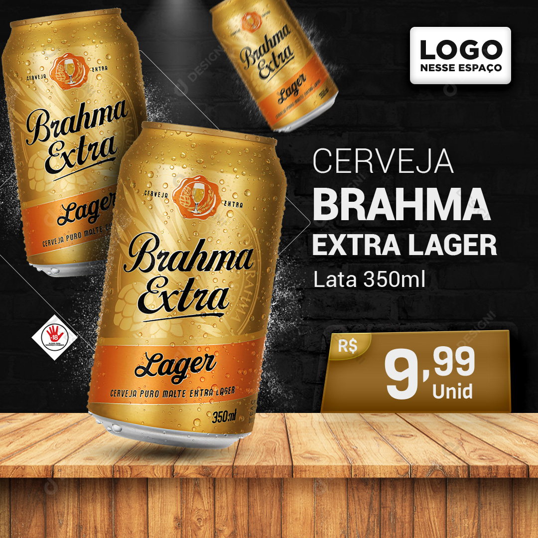 Brahma Extra Lager Beer 350ml Social Media Editable PSD
