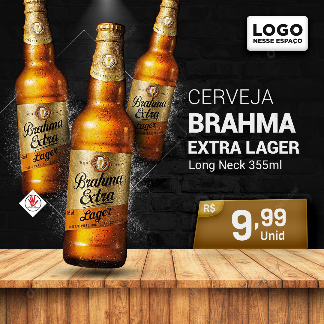 Brahma Extra Lager Long Neck Beer 355ml Social Media Editable PSD