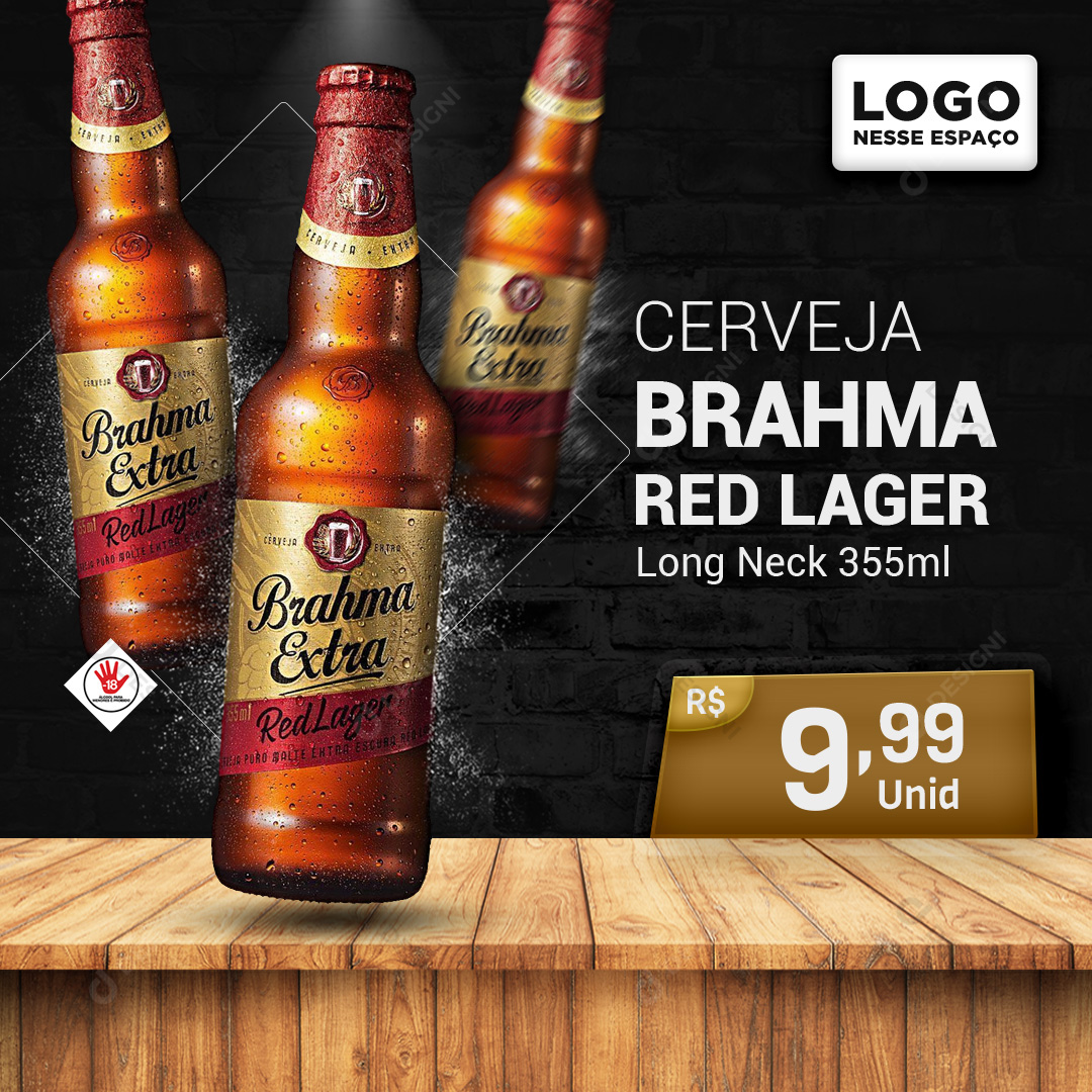 Cerveja Brahma Red Lager Long Neck 355ml Social Media PSD Editável