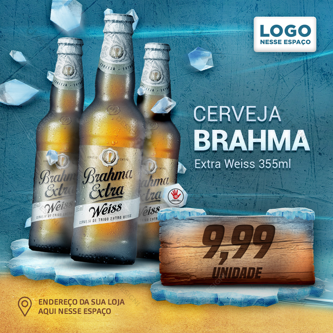 Cerveja Brahma Extra Weiss 355ml Social Media PSD Editável