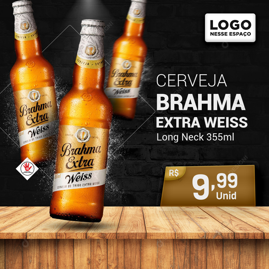 Cerveja Brahma Extra Weiss Long Neck 355ml Social Media PSD Editável