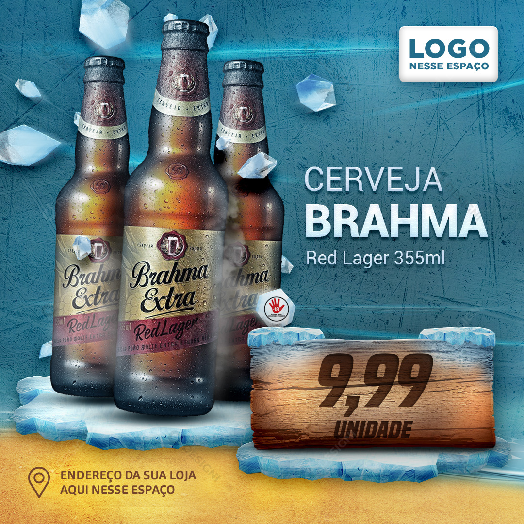 Cerveja Brahma Red Lager 355ml Social Media PSD Editável