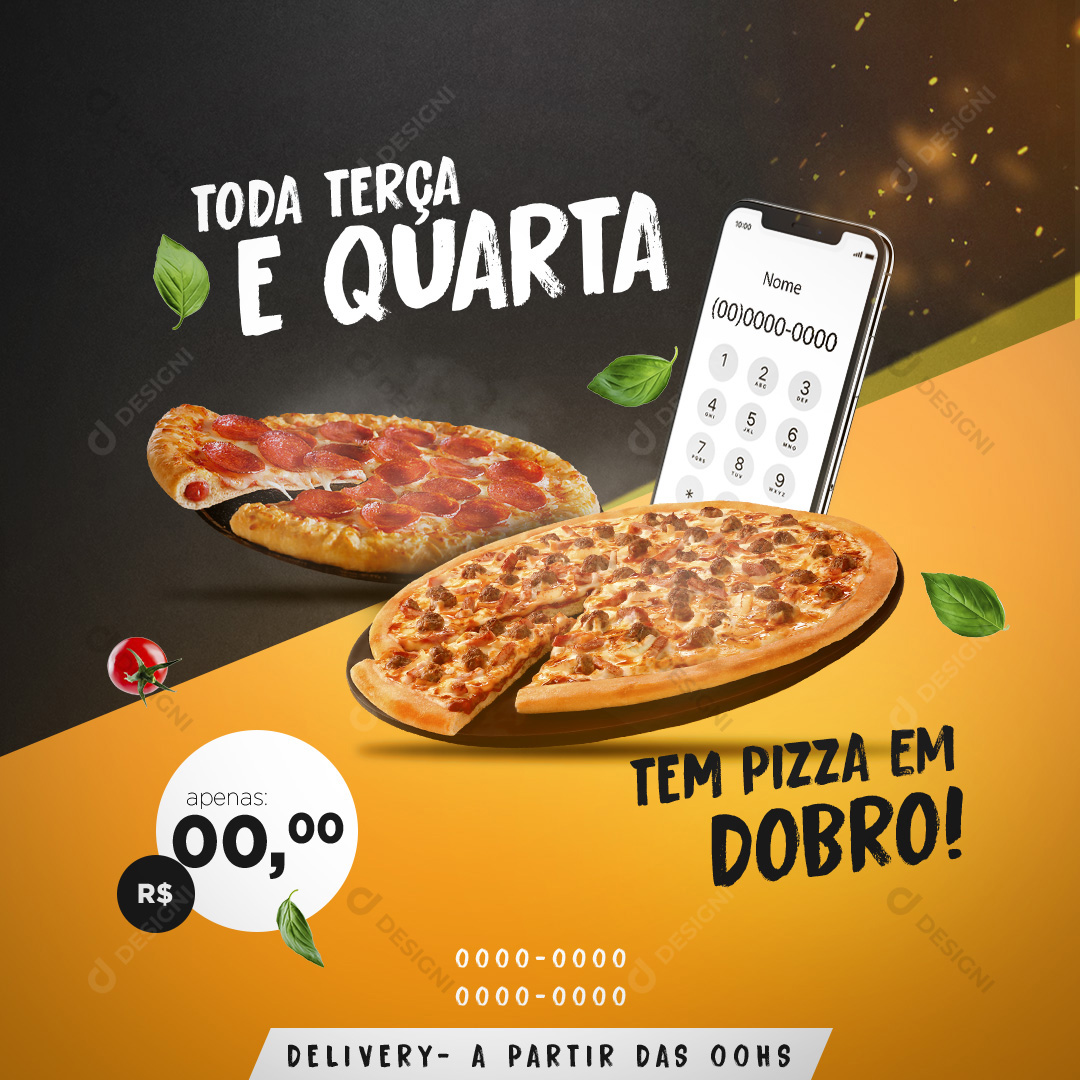 Pizza Pizzaria Terça e Quarta Social Media PSD Editável Em Dobro