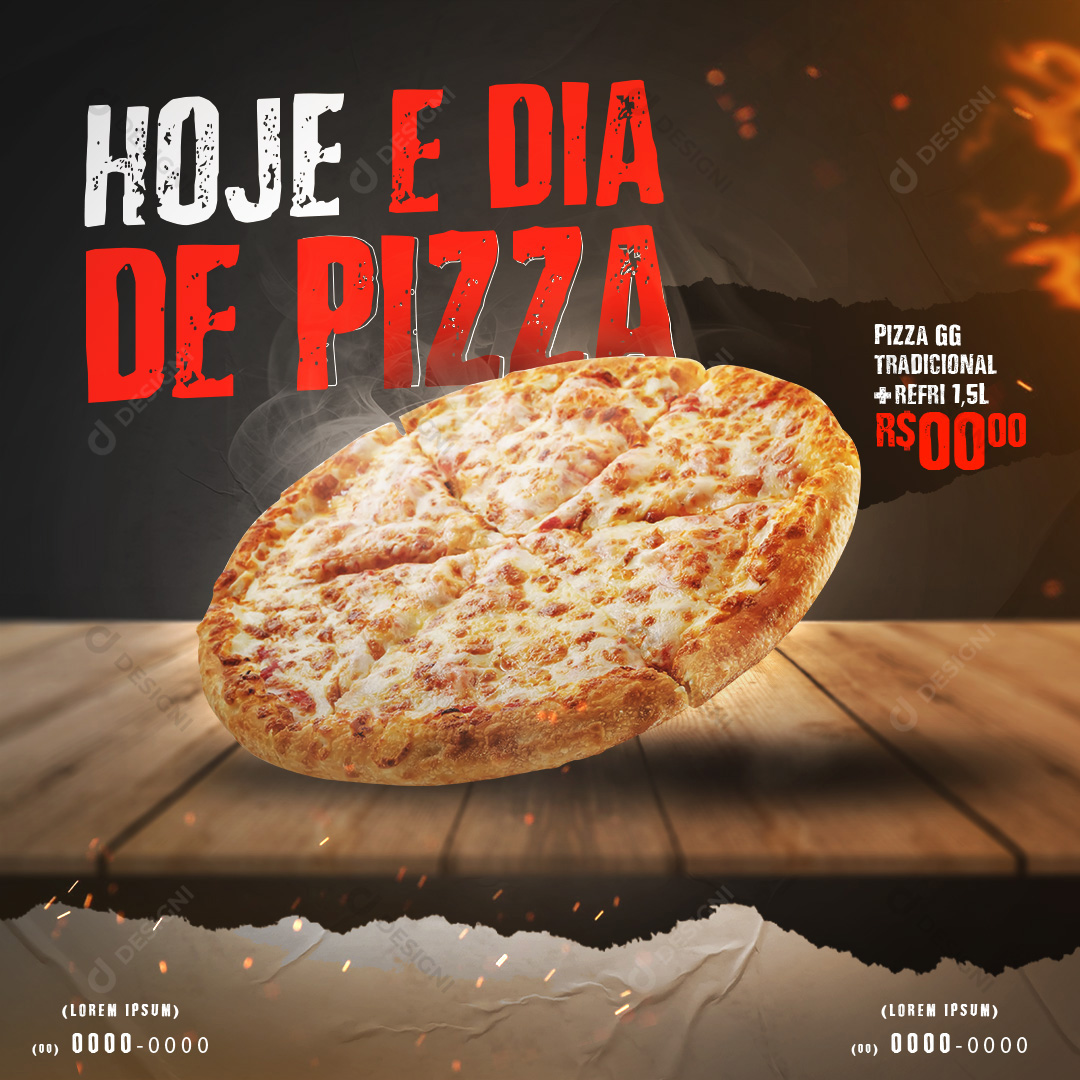 Hoje É Dia De Pizza Pizzarias Social Media PSD Editável