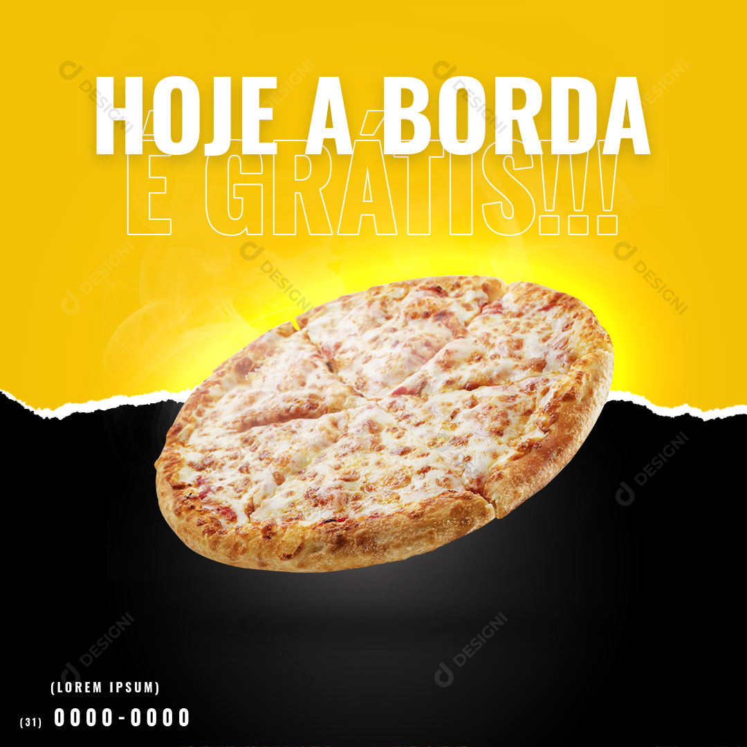 Pizza Borda Grátis Pizzaria Social Media PSD Editável