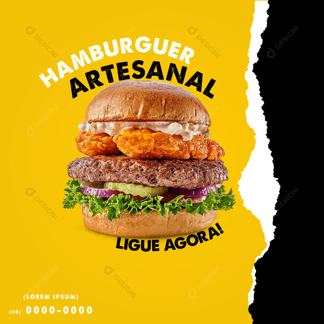 Hambúrguer Artesanal Hamburguerias Social Media PSD Editável