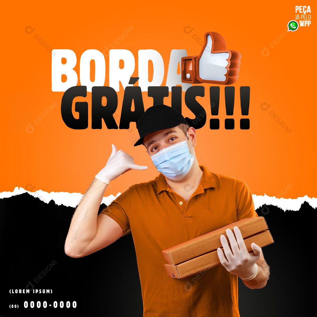 Pizza Borda Grátis Pizzaria Social Media PSD Editável Deliverys