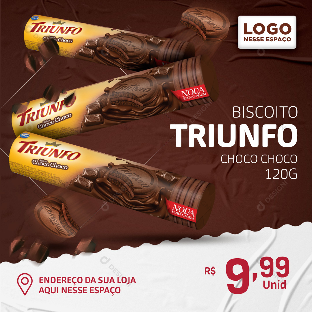 Biscoito Triunfo Choco Choco 120g Social Media PSD Editável