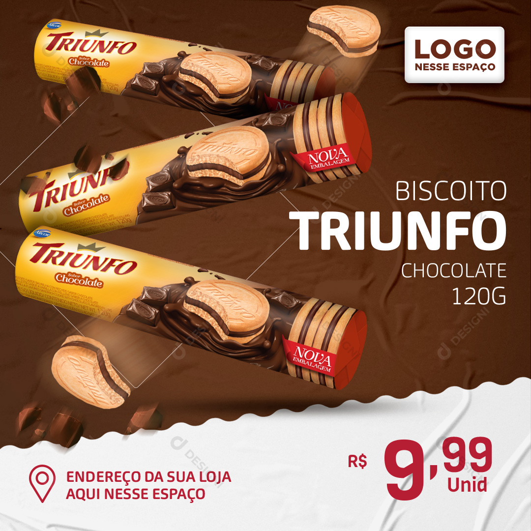 Biscoito Triunfo Chocolate 120g Social Media PSD Editável