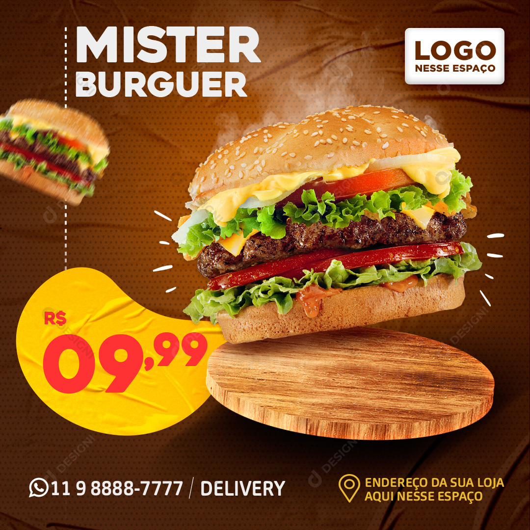 Hambúrguer Hamburguerias Social Media PSD Editável