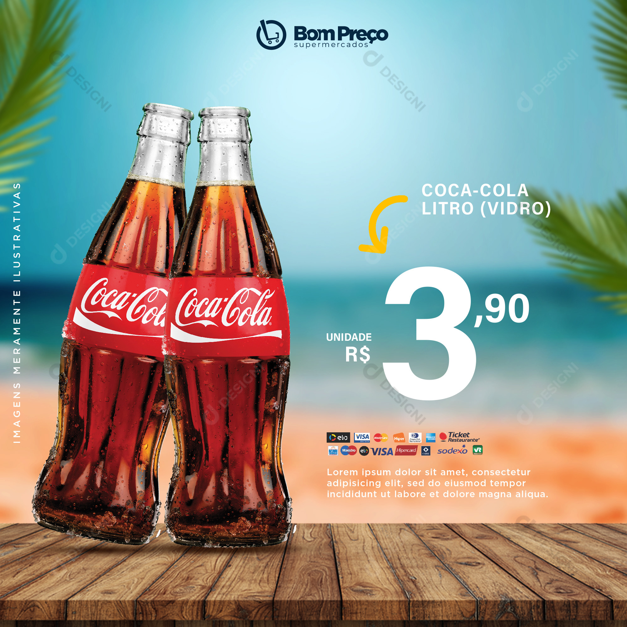 Coca Cola Litro Social Media PSD Editável