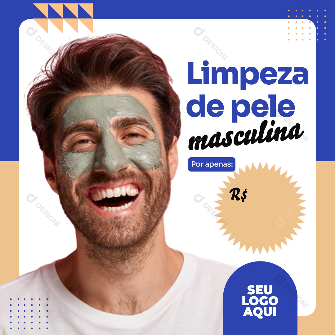 Limpeza de Pele Masculina Social Media PSD Editável Estética