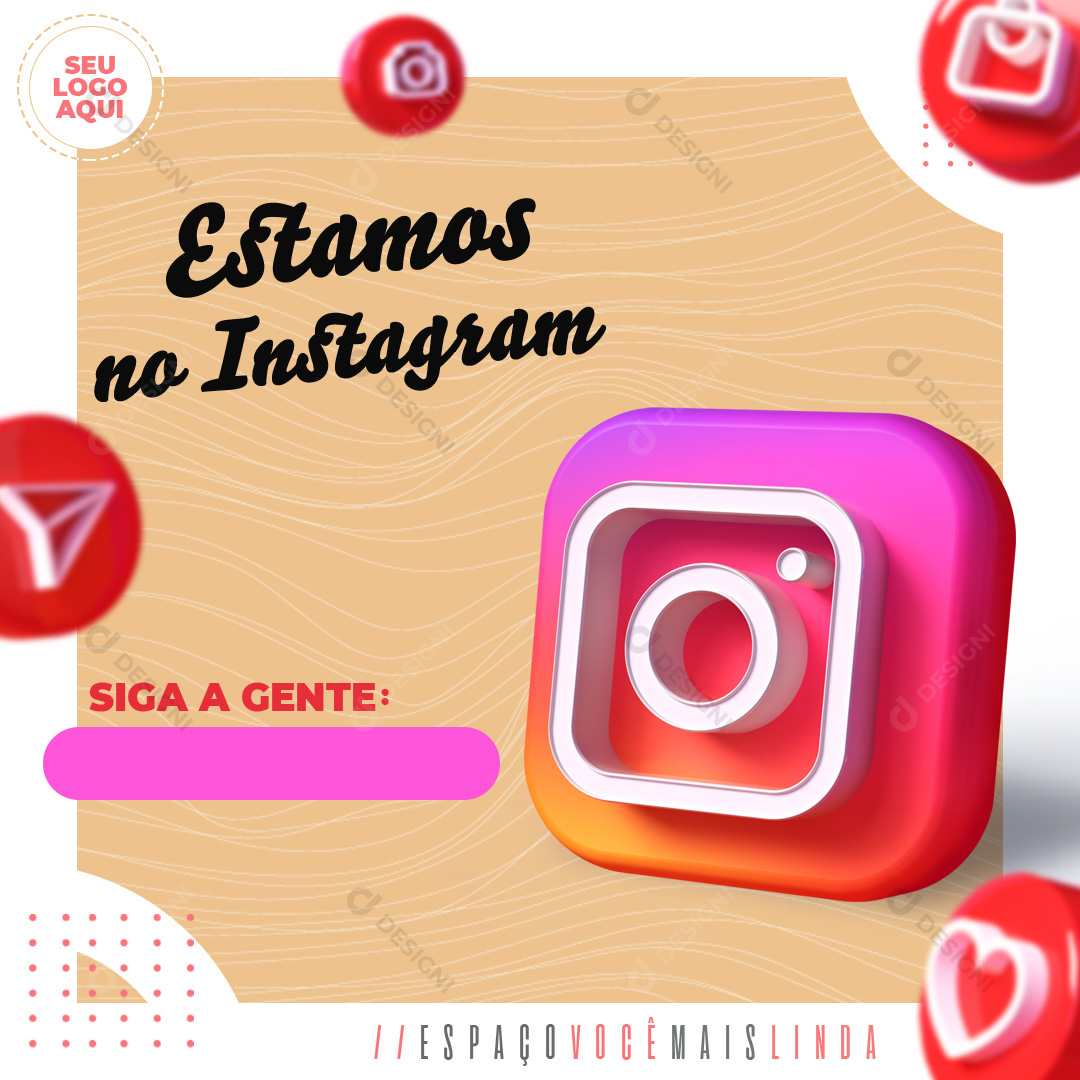 Estamos no Instagram Social Media PSD Editável Estética