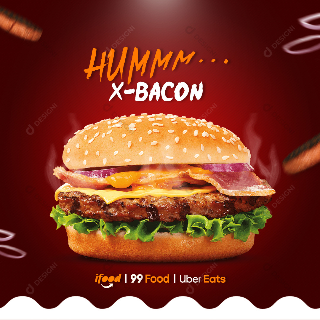 X-Bacon Hamburguer Social Media PSD Editável Hamburguerias