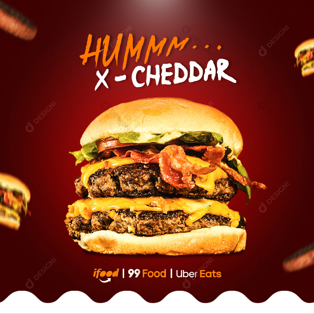 X-Cheddar Hamburguer Social Media PSD Editável Hamburguerias