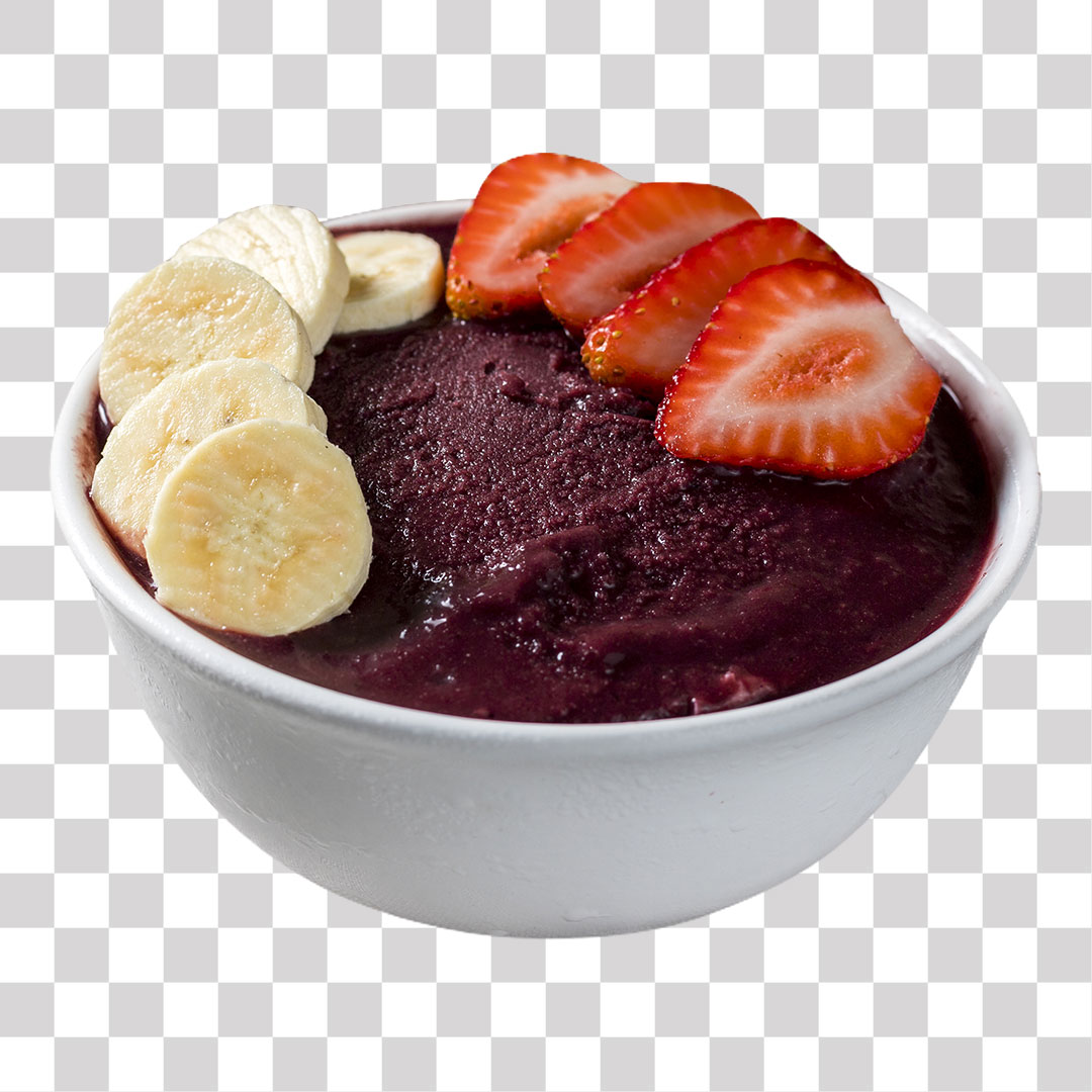 Tigela de Açai Com Banana e Morango PNG Sem Fundo Transparente