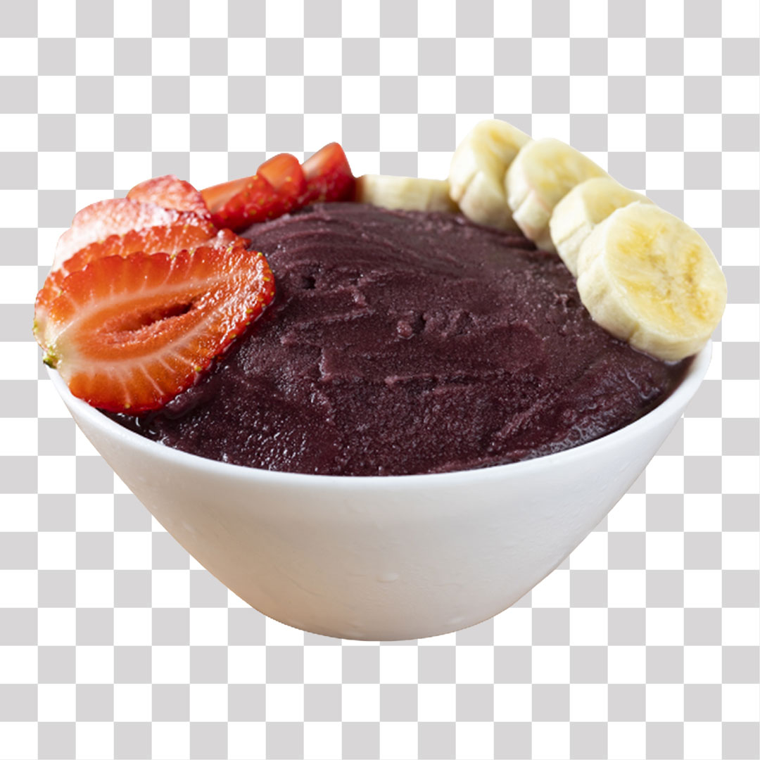 Tigela de Açaí com Morango e Banana PNG Sem Fundo Transparente