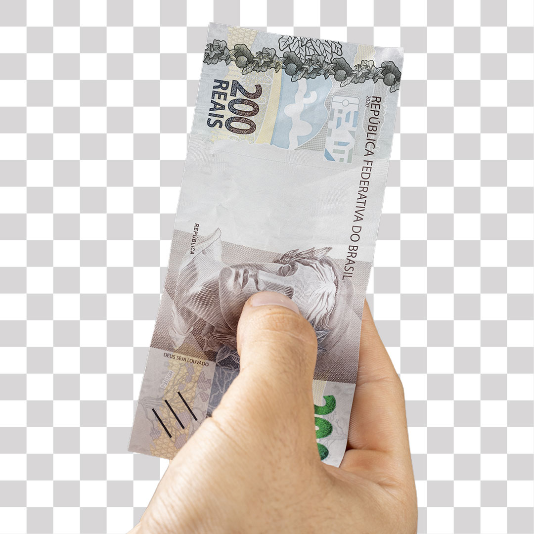 Segurando Nota de 200 Reais PNG Transparente Sem Fundo