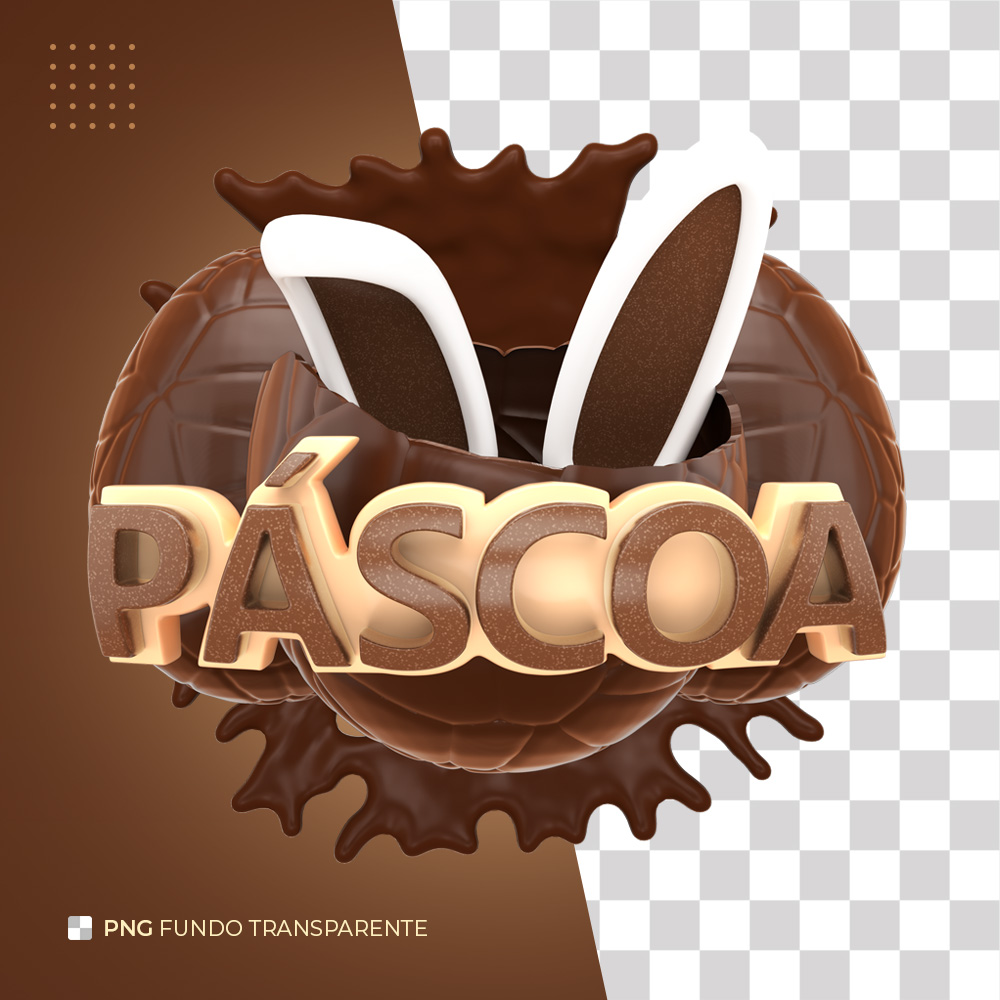 Selo 3D Ovos de Páscoa Chocolate PNG Transparente Sem Fundo