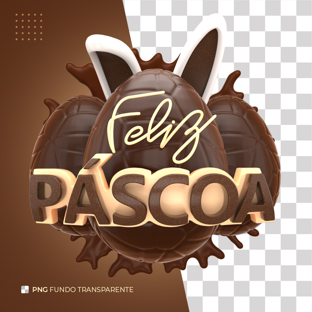 Selo 3D Feliz Páscoa Ovos de Páscoa PNG Transparente Sem Fundo