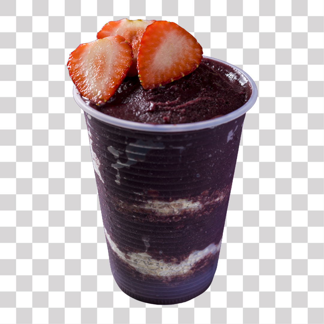 Copo de Açaí Com Morango PNG Sem Fundo Transparente