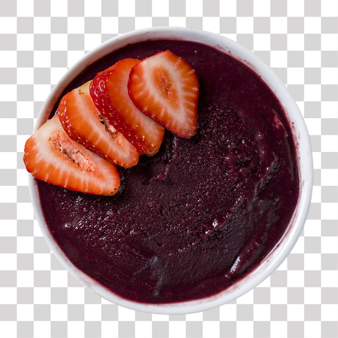Tigela de Açaí Com Morango PNG Sem Fundo Transparente