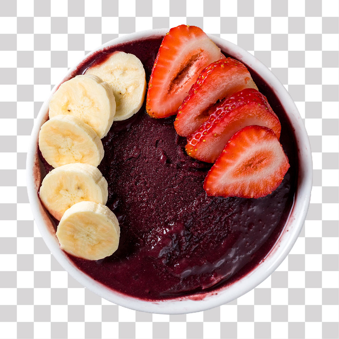 Tigela de Açaí Com Banana e Morango PNG Sem Fundo Transparente