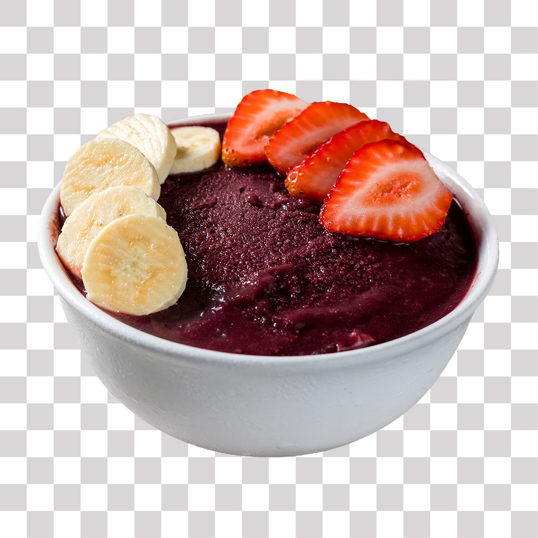 Tigela de Açaí Com Banana e Morango PNG Sem Fundo Transparente