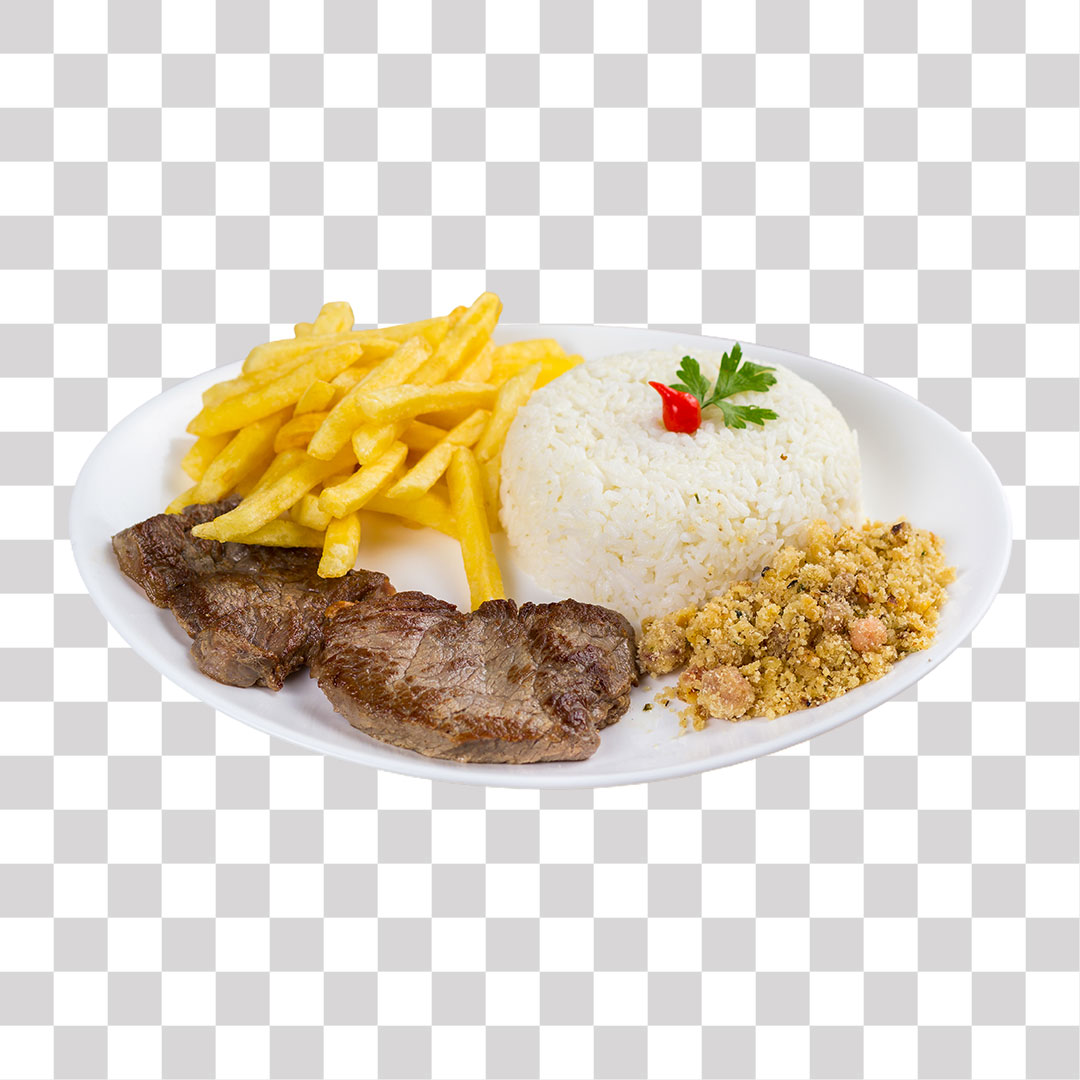 Prato de Comida Arroz Carne Batatas PNG Sem Fundo Transparente