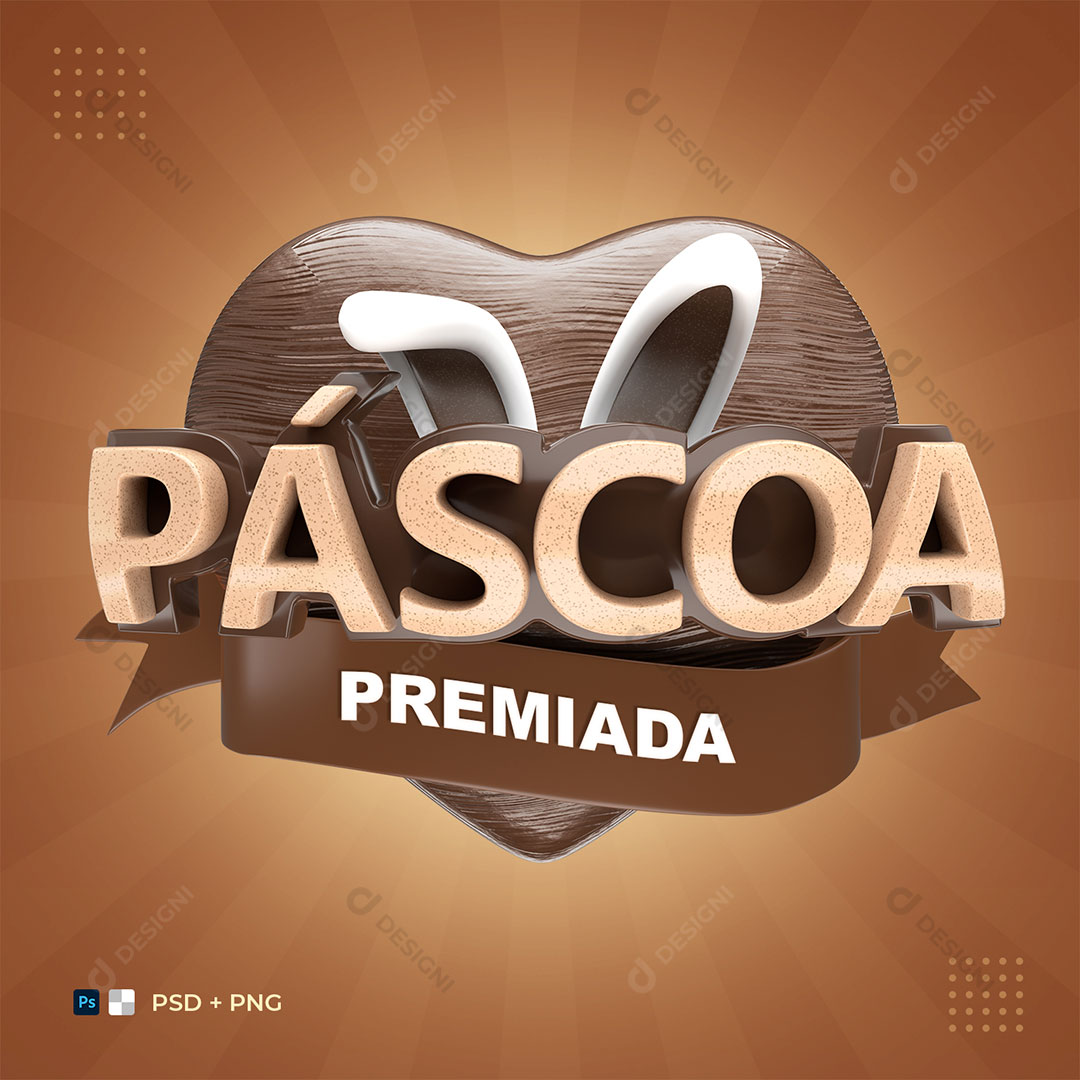 Páscoa Premiada Selo 3D PSD + PNG Fundo Transparente