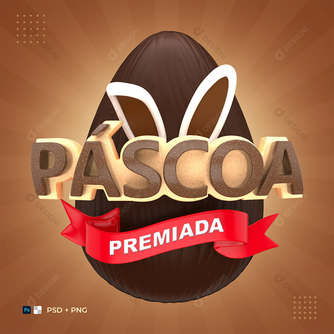 Awarded Easter Stamp 3D PSD + PNG Transparent Background