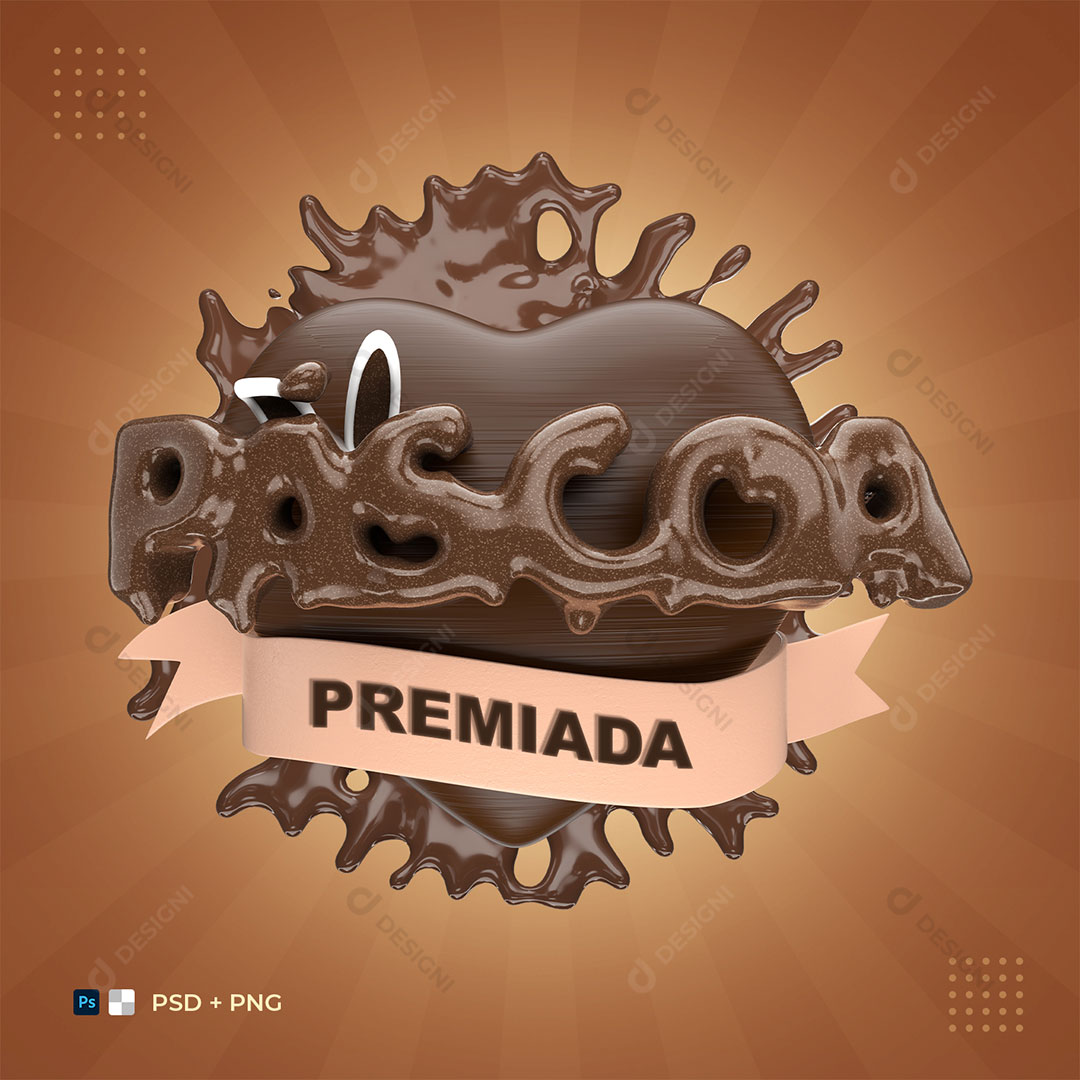 Selo 3D Páscoa Premiada PSD + PNG Fundo Transparente