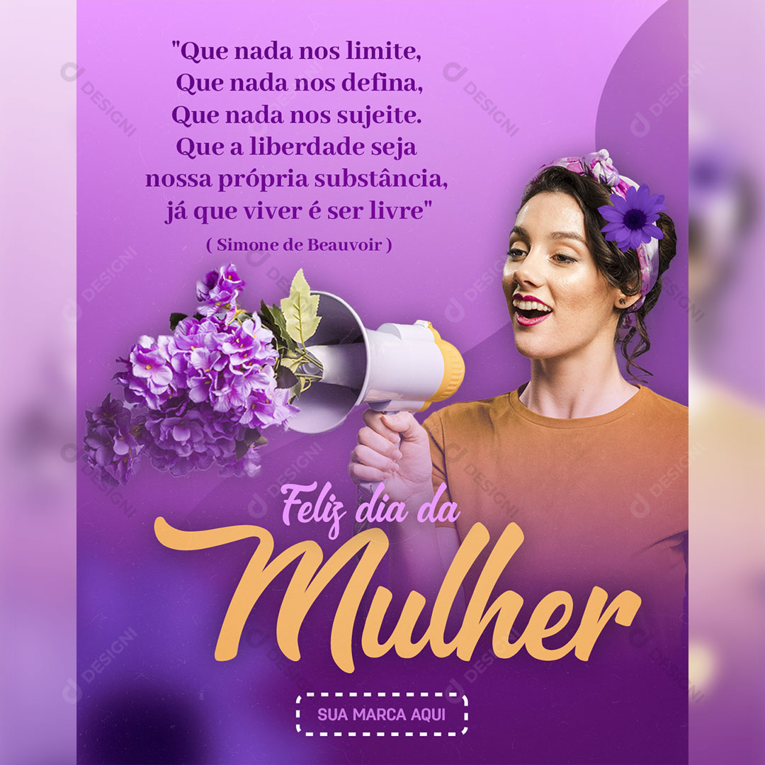 Dia da Mulher 8 de Março Social Media Post PSD Editável