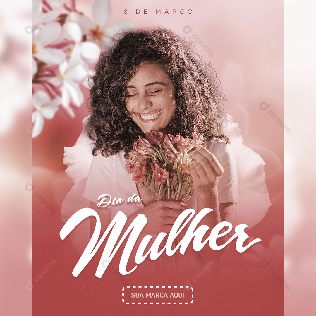 Dia da Mulher 8 de Março Social Media Post PSD Editável