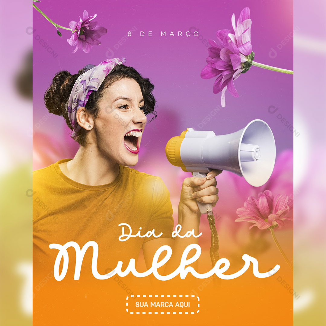 Dia da Mulher 8 de Março Social Media Post PSD Editável