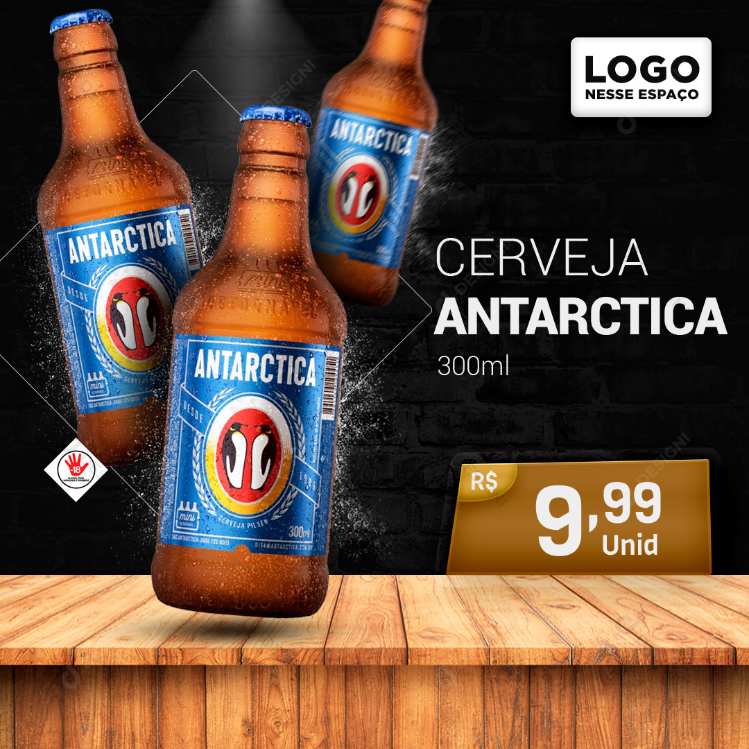 Cerveja Antarctica 300ml Social Media PSD Editável