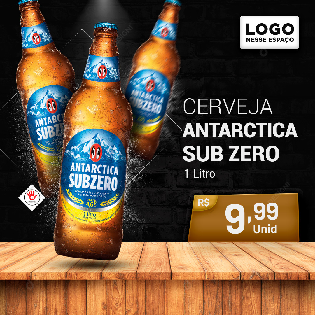 Cerveja Antarctica Sub Zero 1Litro Social Media PSD Editável