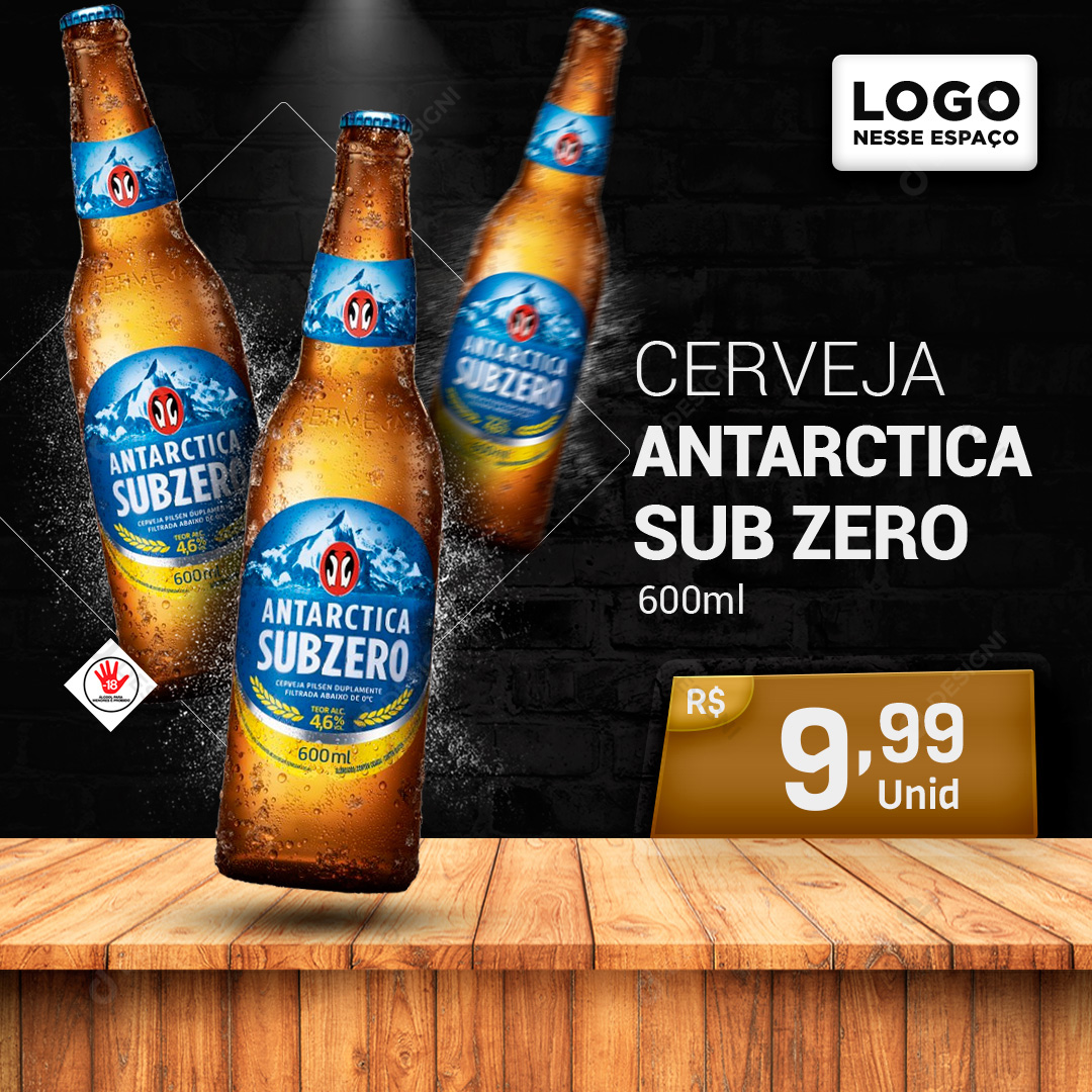 Cerveja Antarctica Sub Zero 600ml Social Media PSD Editável